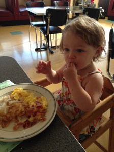 Bear with her breakfast